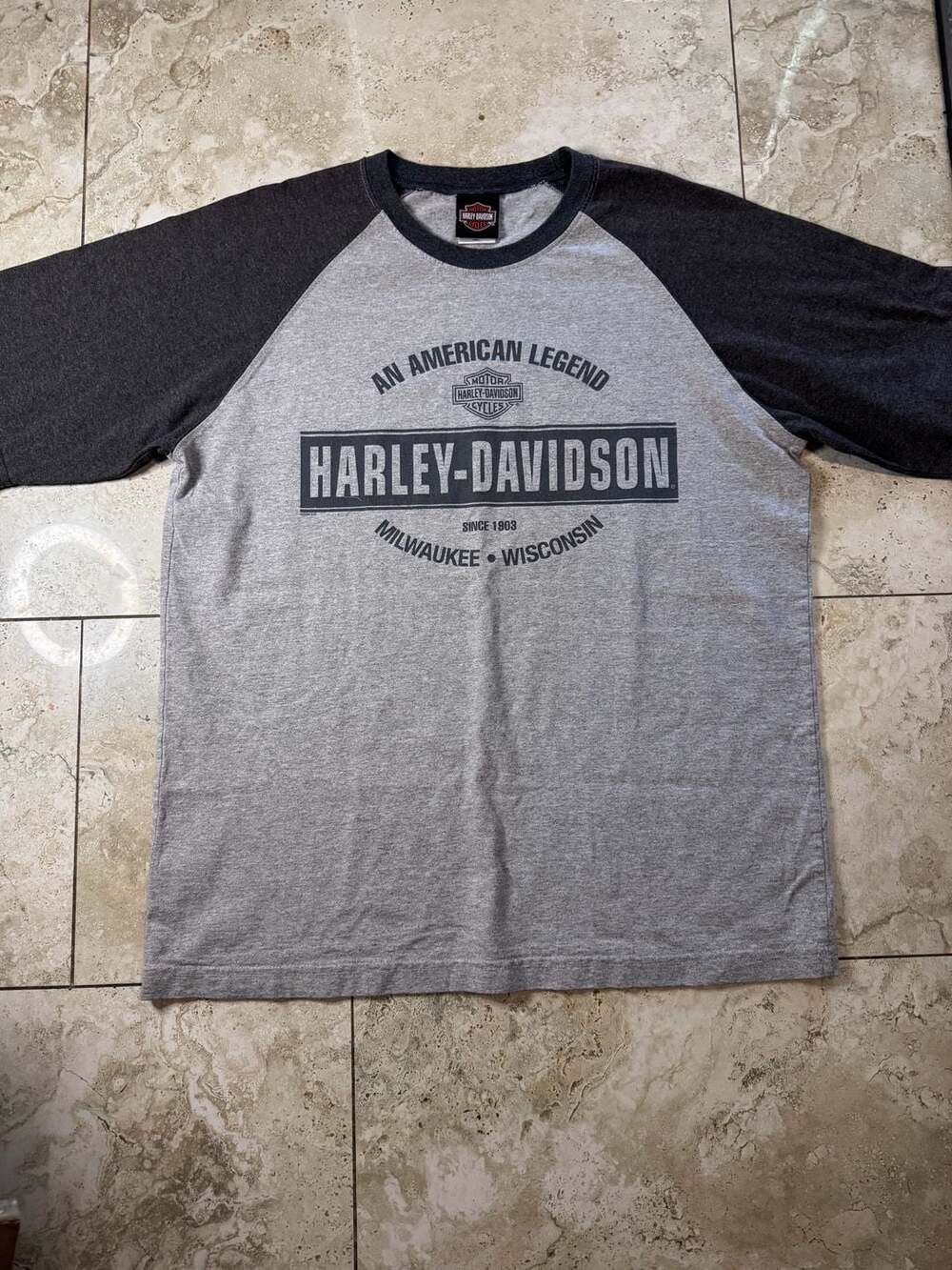 Harley Davidson An American Legend Milwaukee Wisconsin Raglan T-Shirt